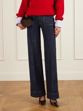 Victoria Beckham ALINA Wide-Leg Cuffed Jeans